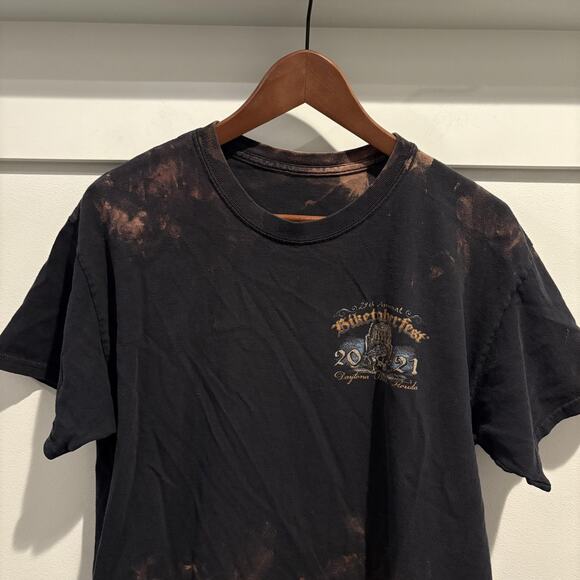 2021 Biketoberfest Daytona Beach T-Shirt Size Medium Custom Bleach Dyed Biker - Picture 5 of 10